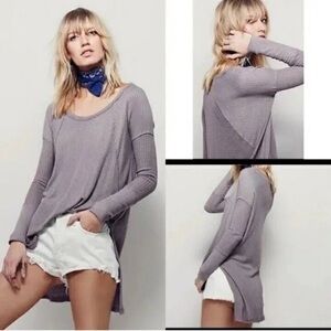 Free People Ventura Waffle Knit Drippy Thermal long sleeve in Lavender